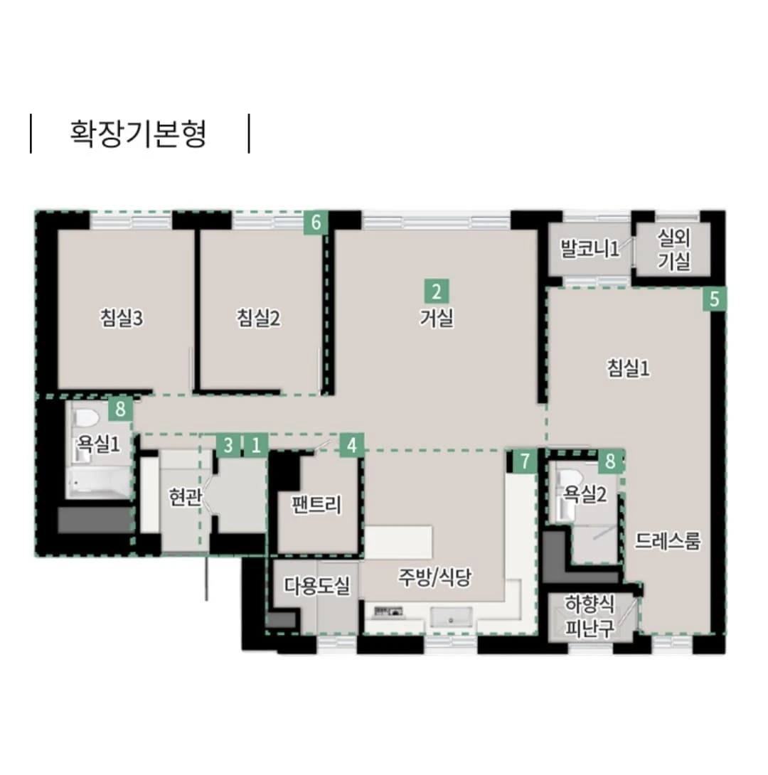 한강 푸르지오 리버프론트 모델하우스 전용면적 84㎡C 타입 평면도