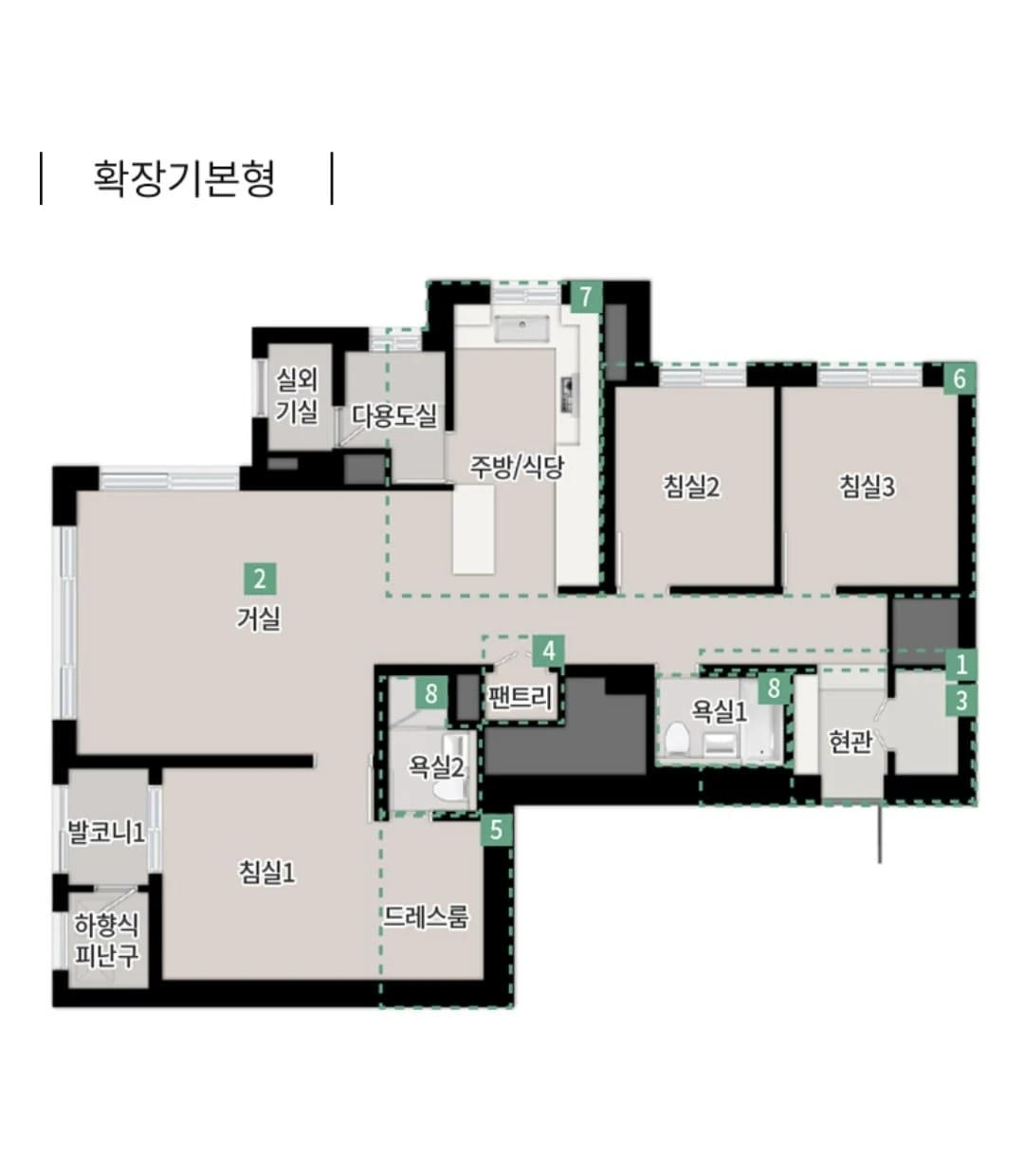 한강 푸르지오 리버프론트 모델하우스 전용면적 84㎡D 타입 평면도