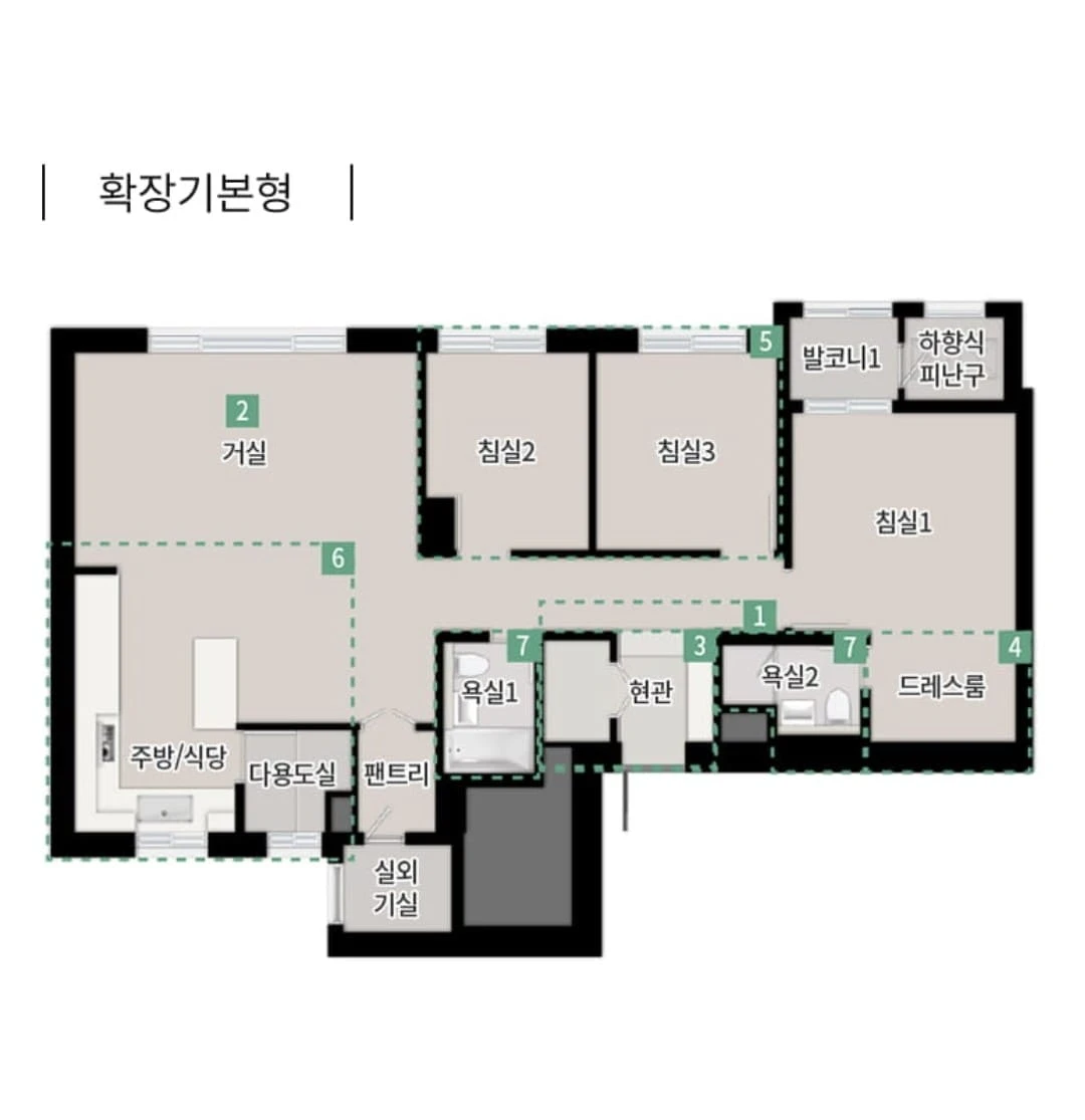 한강 푸르지오 리버프론트 모델하우스 전용면적 84㎡F 타입 평면도