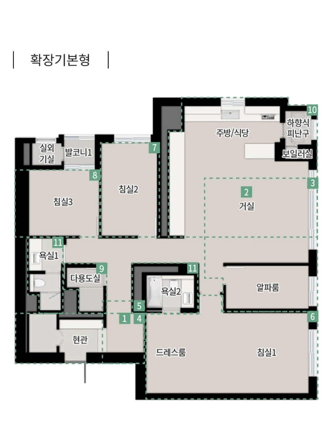 한강 푸르지오 리버프론트 모델하우스 전용면적 122㎡ 타입 평면도