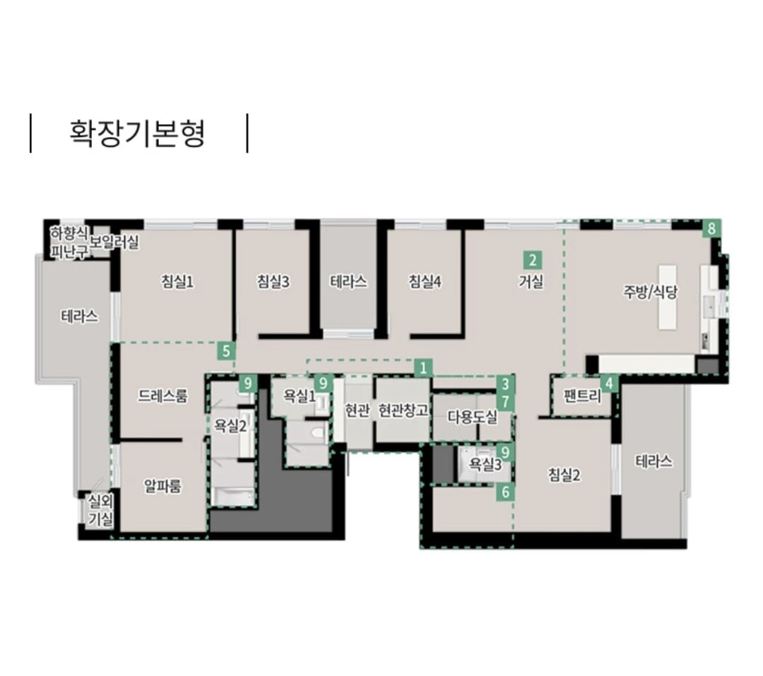 한강 푸르지오 리버프론트 모델하우스 전용면적 180㎡A 펜트하우스 평면도
