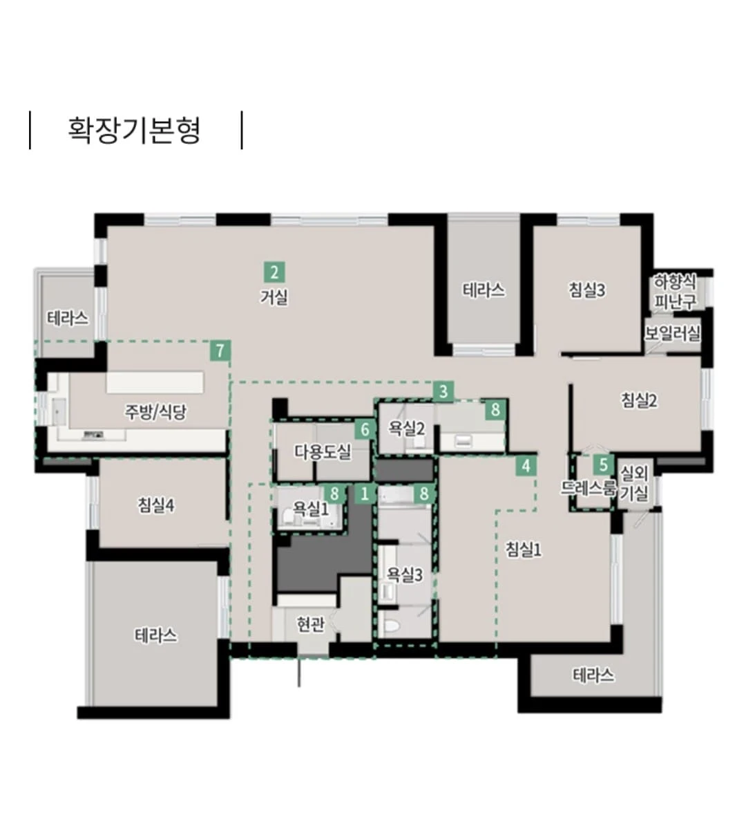 한강 푸르지오 리버프론트 모델하우스 전용면적 180㎡B 펜트하우스 평면도