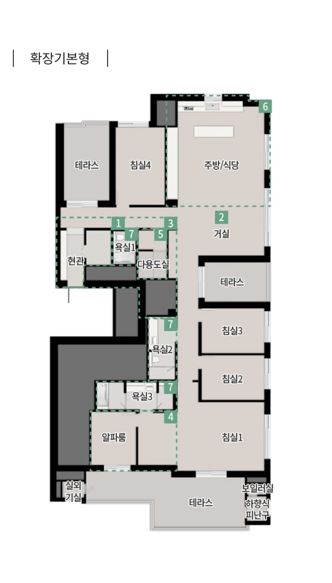 한강 푸르지오 리버프론트 모델하우스 전용면적 180㎡C 펜트하우스 평면도